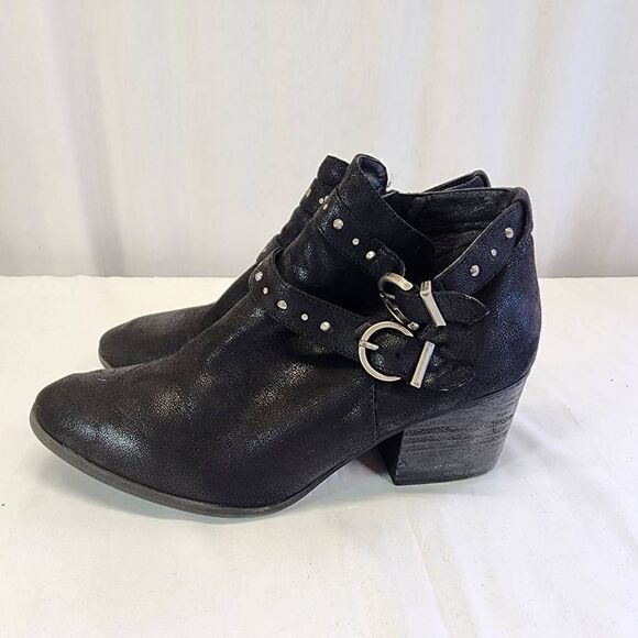 Beartraps Black Ankle Booties Rockability Buckle Size 10M - Picture 3 of 9